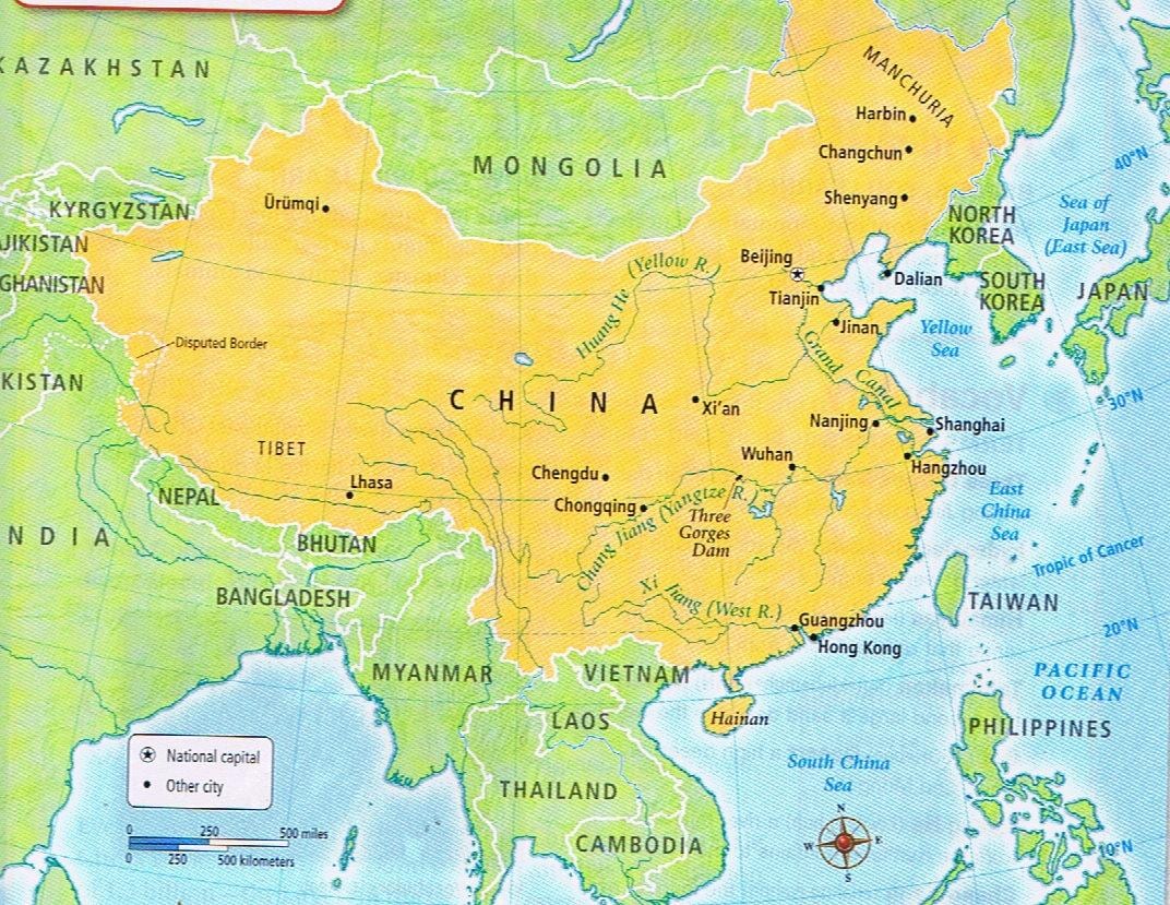 mapa Číny hranice
