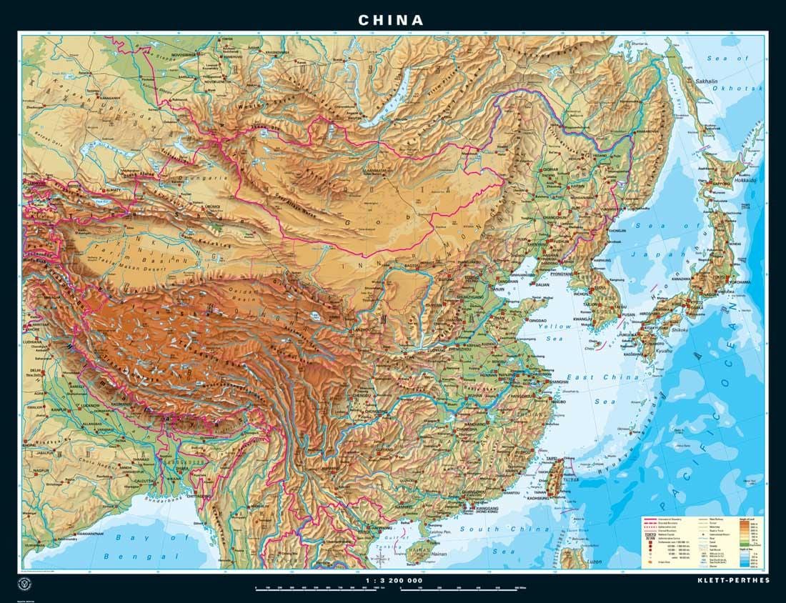 topografická mapa Číny
