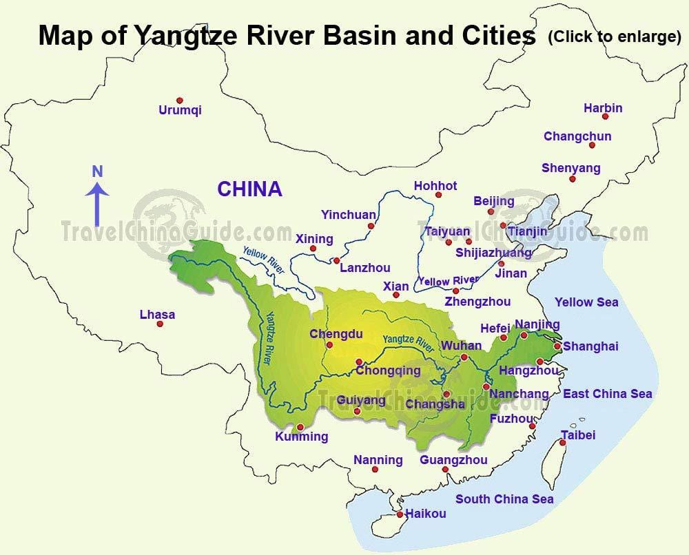 Mapa China yangtze river