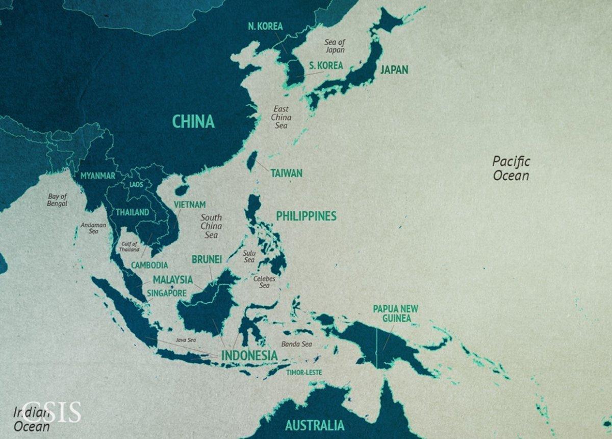Čína jižní Čína moře mapa