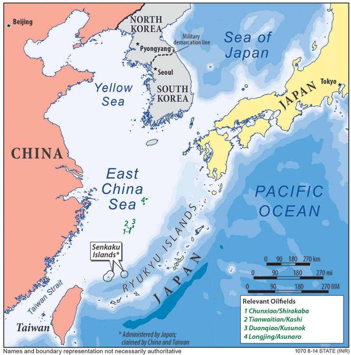 mapa východní Čína moře