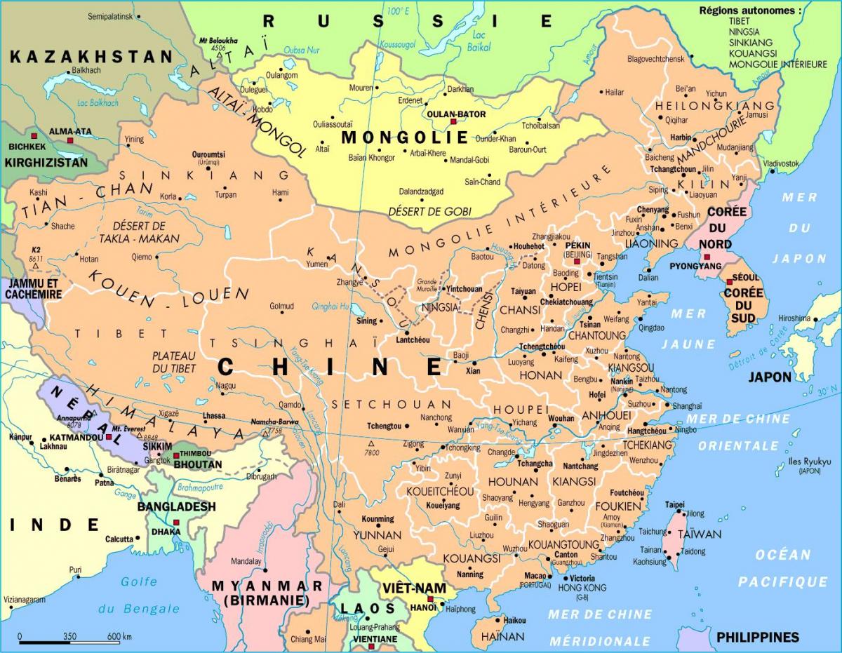 Čína mapa hd