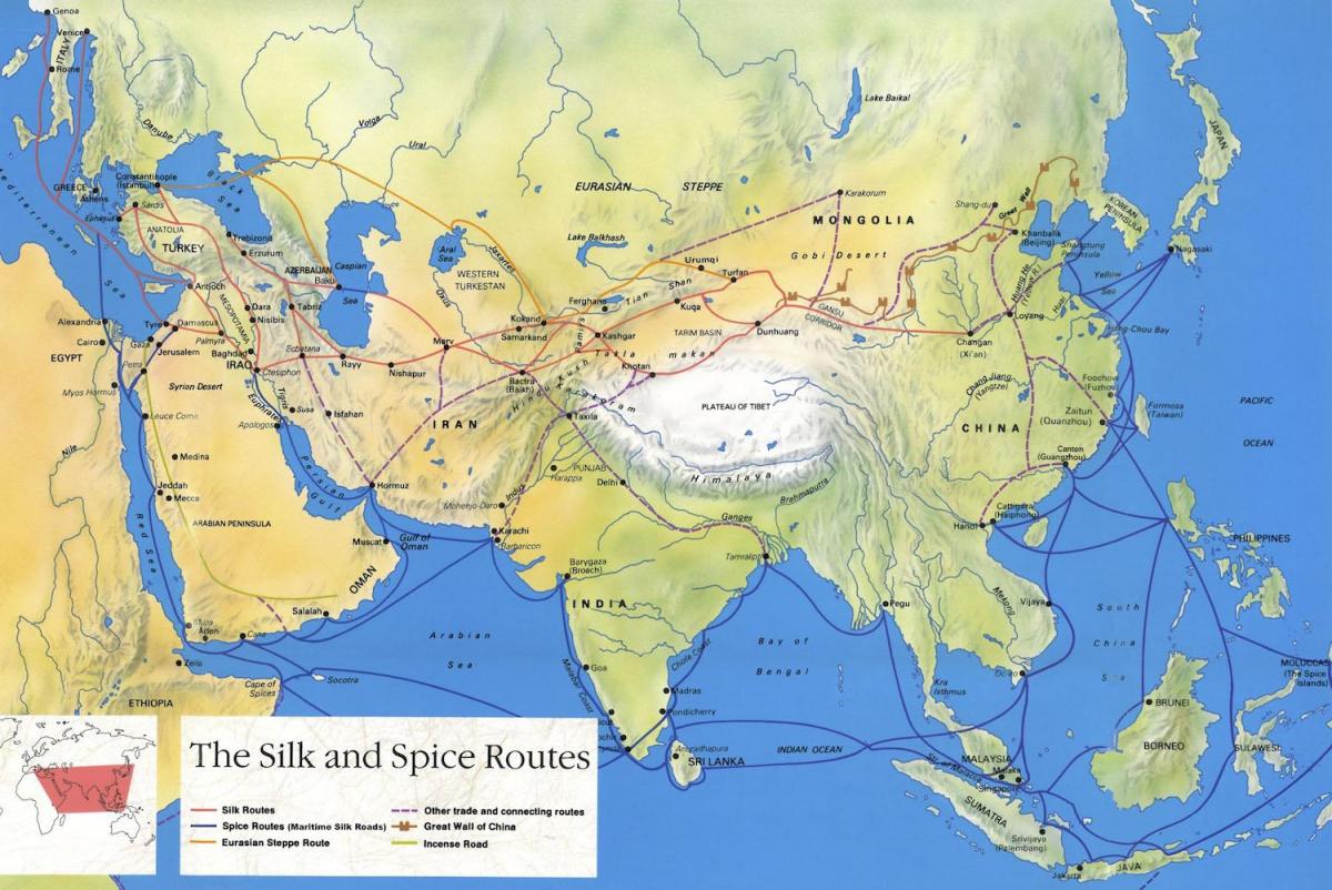 silk road v Číně mapě