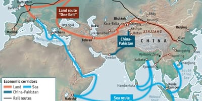 Čína silk road project mapě
