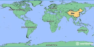 Čína mapa na světě