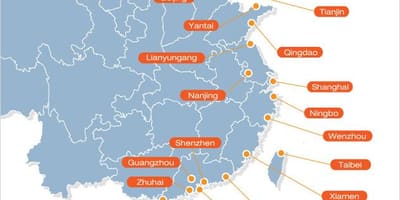 Mapa čínských přístavů