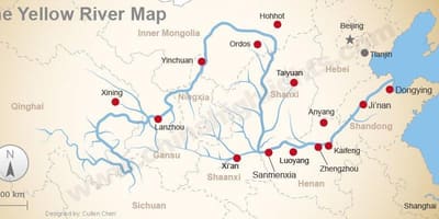 Čína mapa žluté řeky
