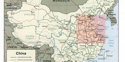 Mapa severní Čína roviny
