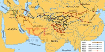 Mapa silk road ve starověké Číně
