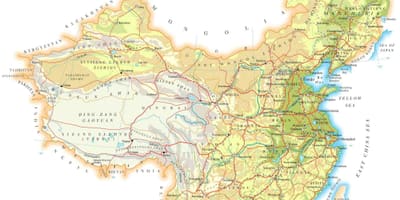 Čína mapa topografie