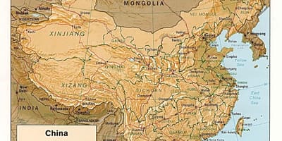 Zeměpisná mapa Číny